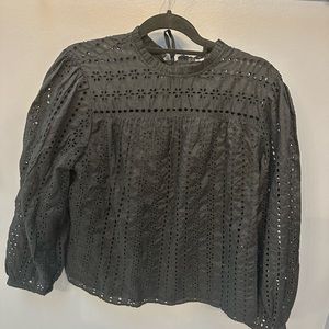 J. Crew Black eyelet top